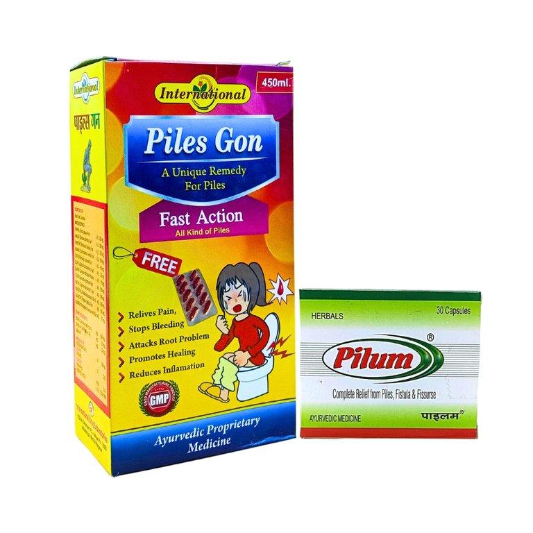 Ayurvedic Pilum Capsules & Piles-Gon Syrup  450ml ...